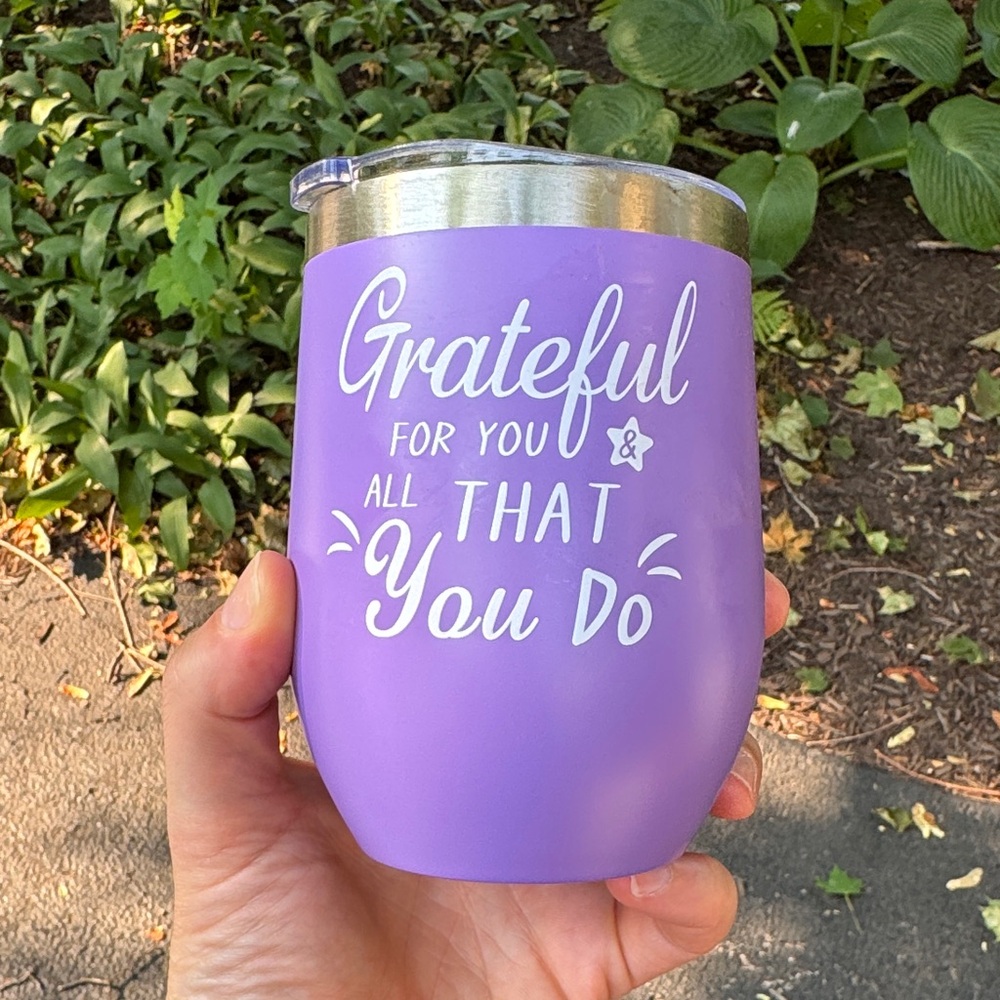 Purple Insulated Tumbler with Inspirational Quote